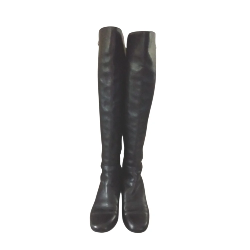 Vince Camuto Karita Knee High Black Leather Over The Knee Boots Size 6.5